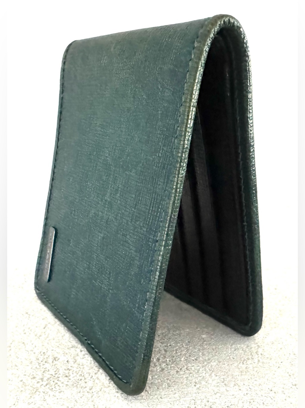 BURBERRY Vintage Dark Green Leather Bifold Wallet Made in Italy EUC - Picture 6 of 9